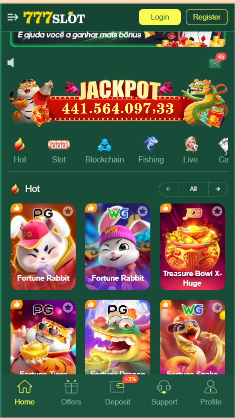 777slot Game Home Screen