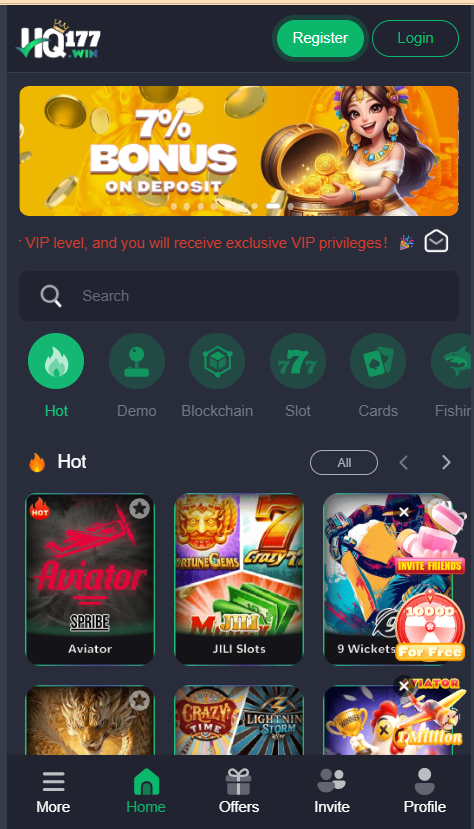 HQ177.Win Game Home Screen