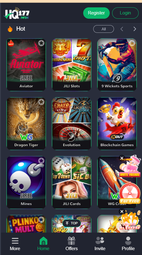 HQ177.Win Game Home Screen