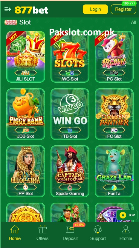 877bet Game Home Screen