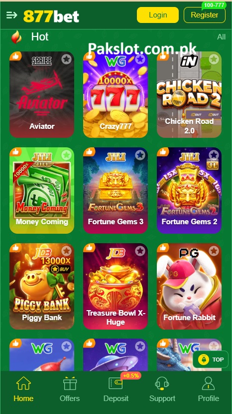 877bet Game Home Screen