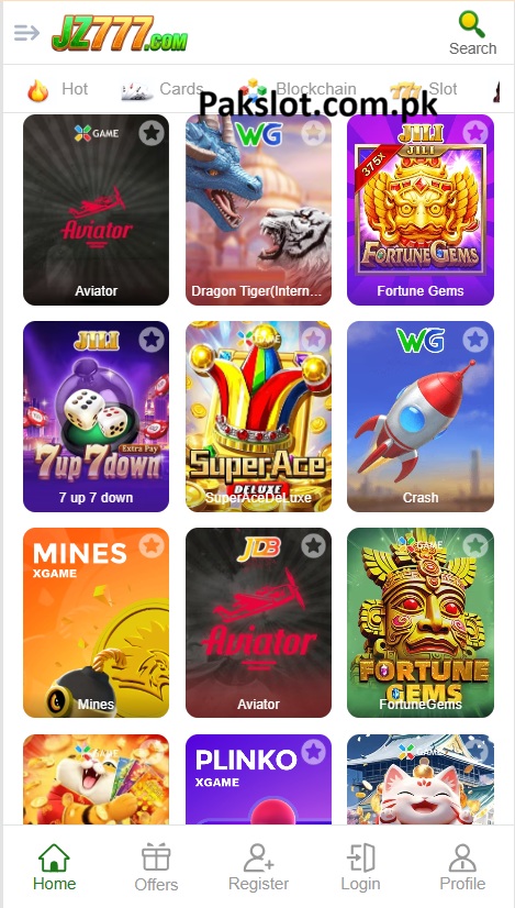 JZ777 Game Home Screen