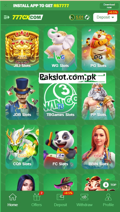 777cx Game Home Screen