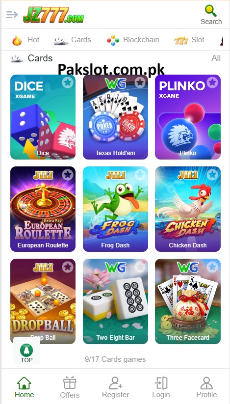 JZ777 Game Home Screen