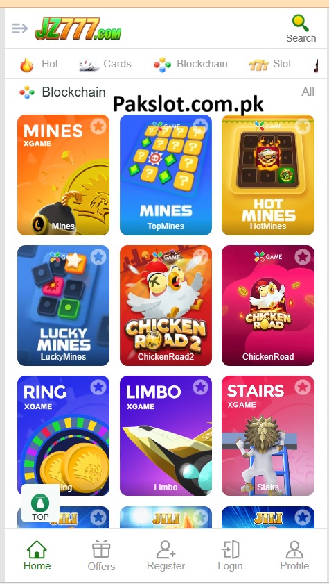 JZ777 Game Home Screen