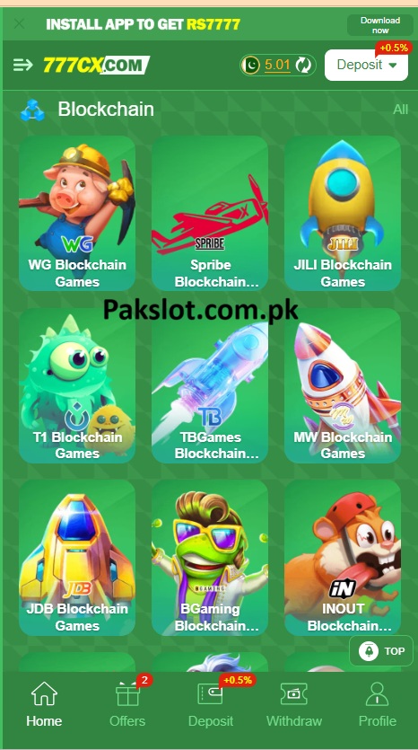 777cx Game Home Screen