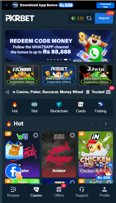 Pkr Bet Game Home Screen