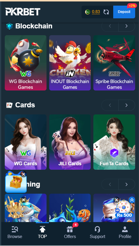 Pkr Bet Game Home Screen