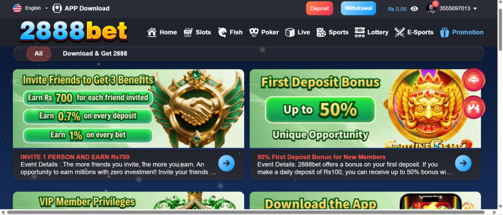 2888Bet Game APK Home Screen