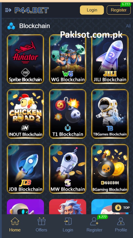 P44.Bet Game Home Screen