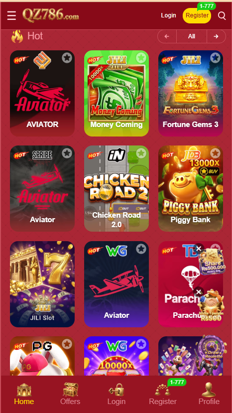 QZ786 Game Home Screen