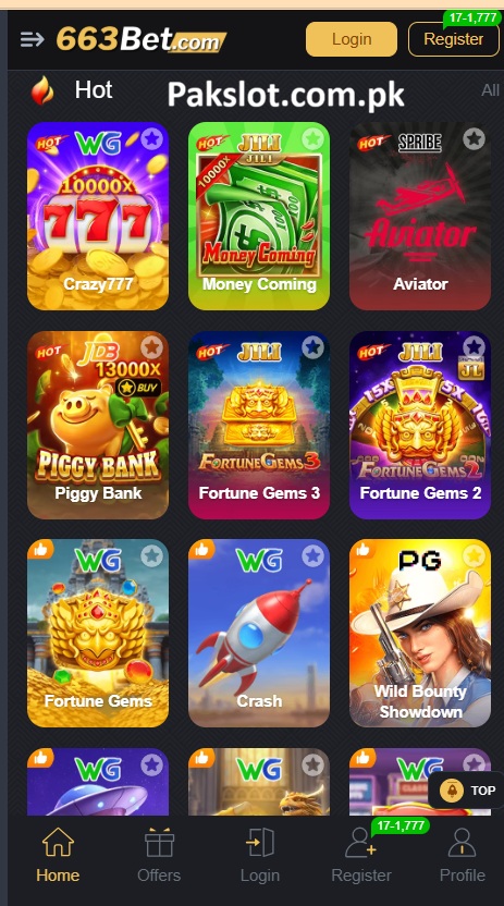663Bet Game Home Screen