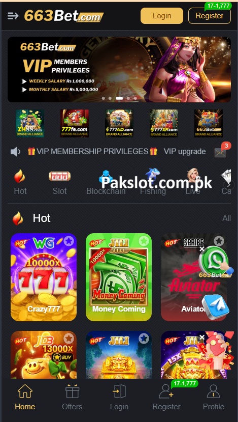 663Bet Game Home Screen