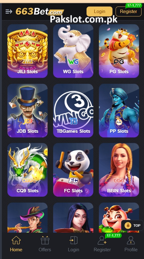 663Bet Game Home Screen