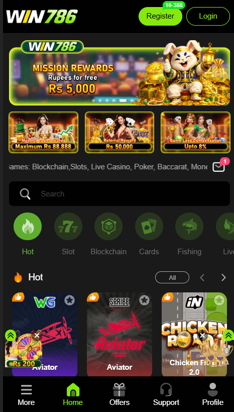 Win786 Game Home Screen
