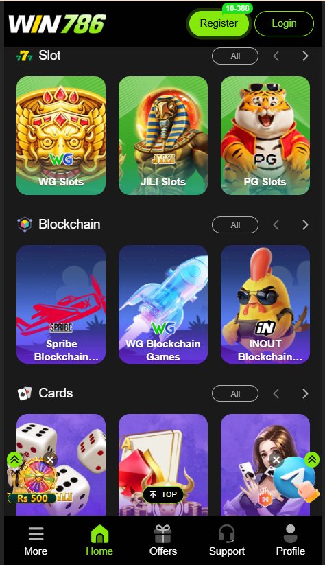 Win786 Game Home Screen